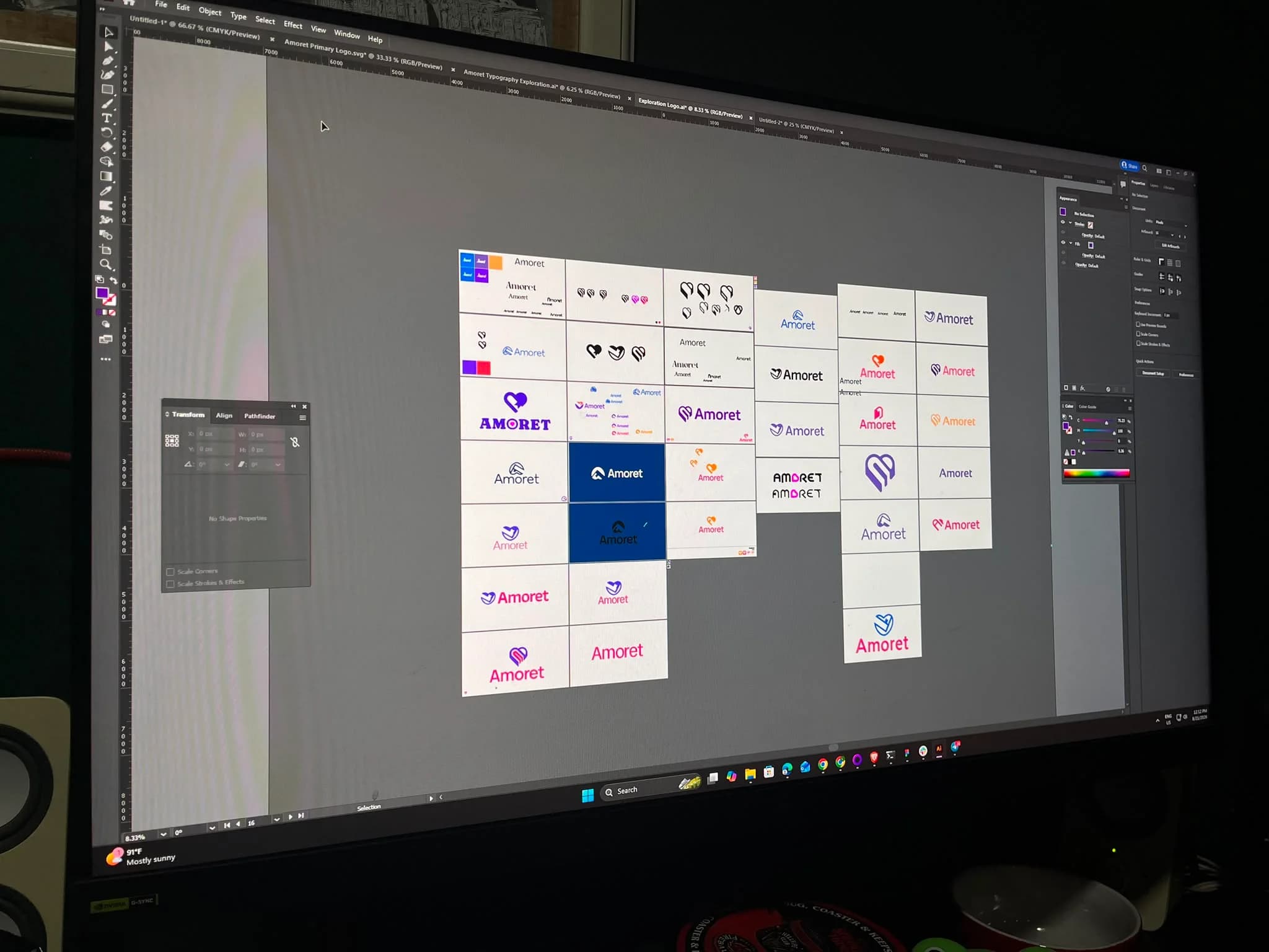 Amoret branding and colour exploration