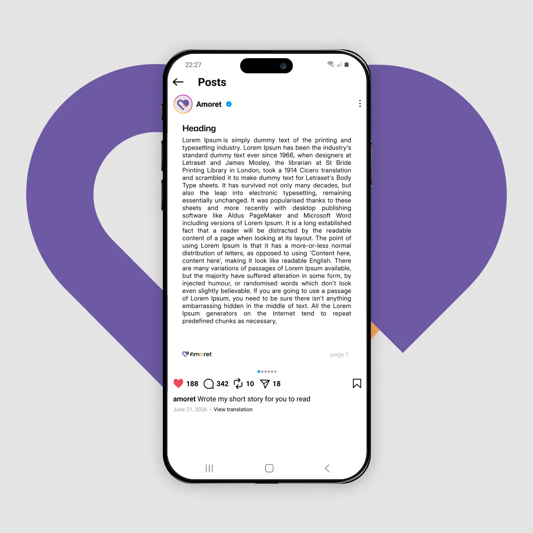Amoret editorial story template