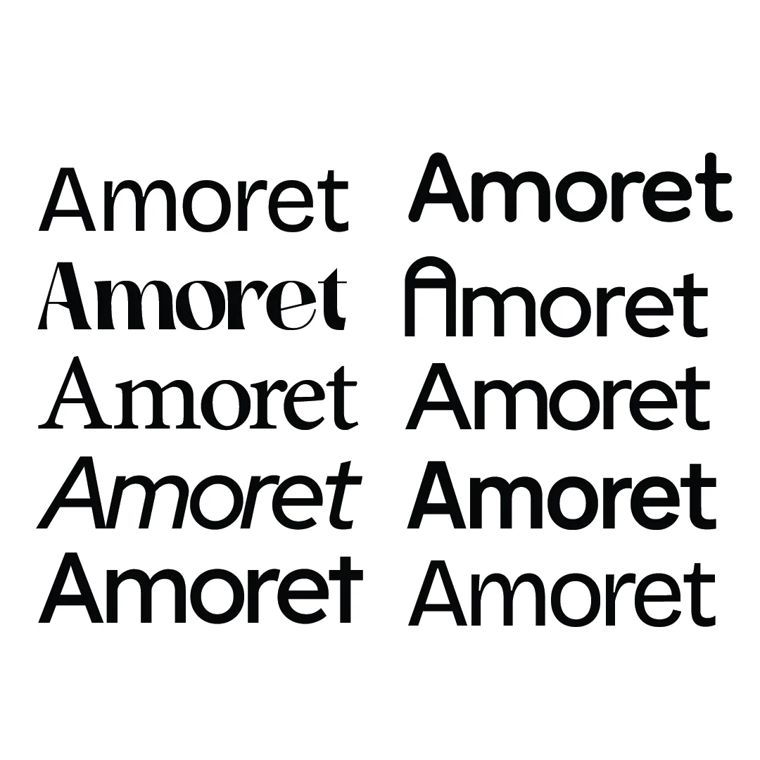 Amoret typography hierarchy and weight exploration