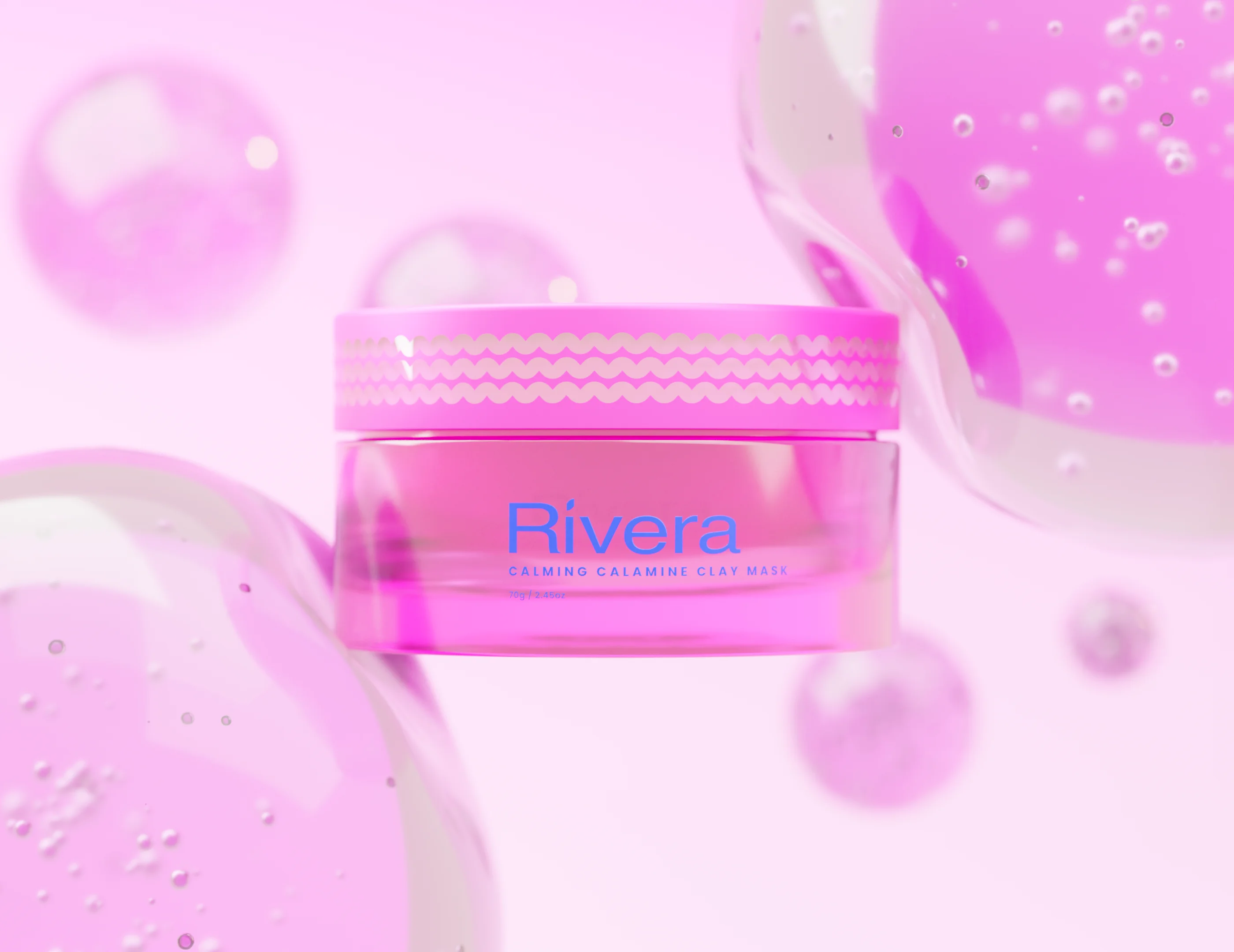 Rivera Pink calming clay mask with bubbles