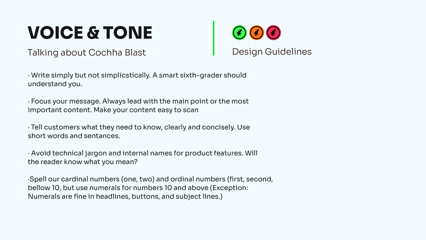 Cochaa Blaast brand book writing rules