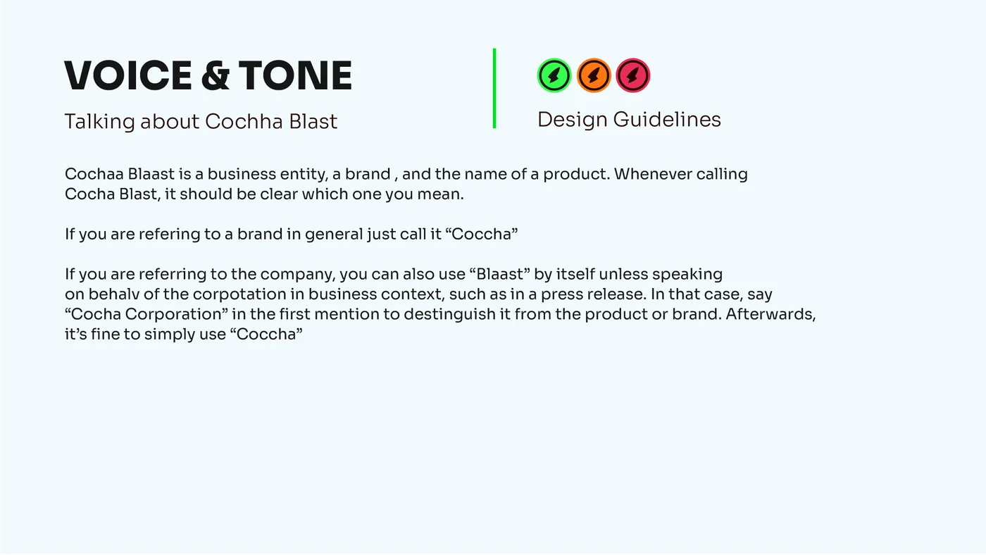Cochaa Blaast brand book naming conventions