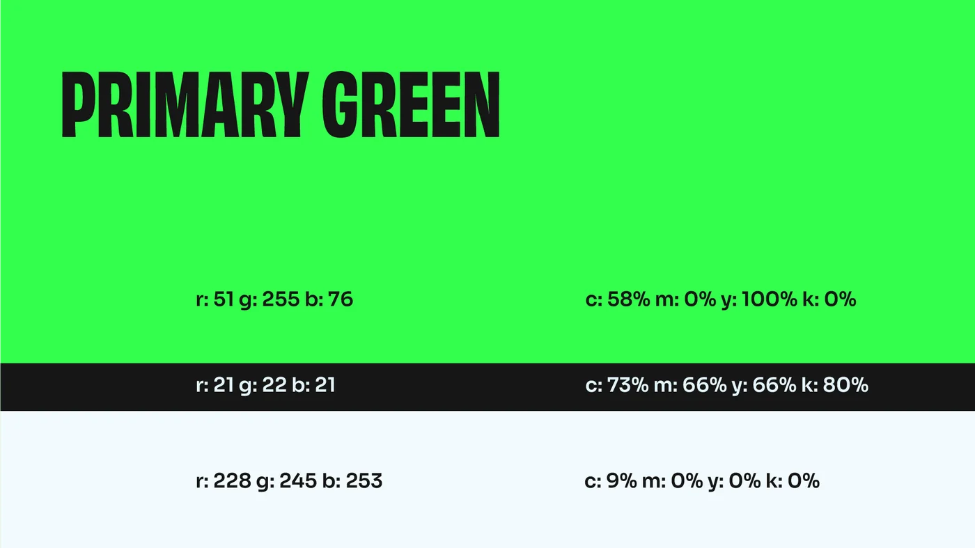 Cochaa Blaast brand book Primary Green colour specification