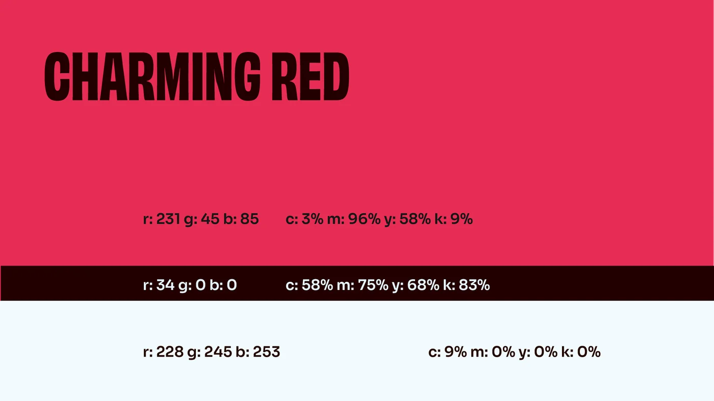 Cochaa Blaast brand book Charming Red colour specification