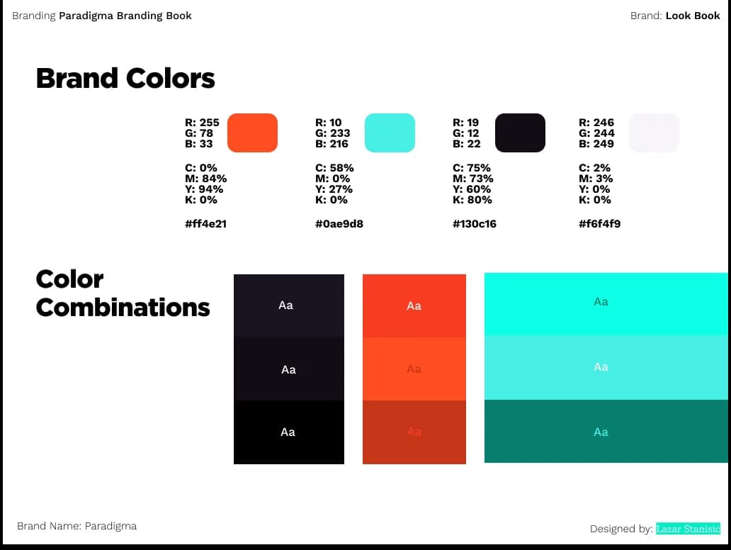 Paradigma brand colour palette