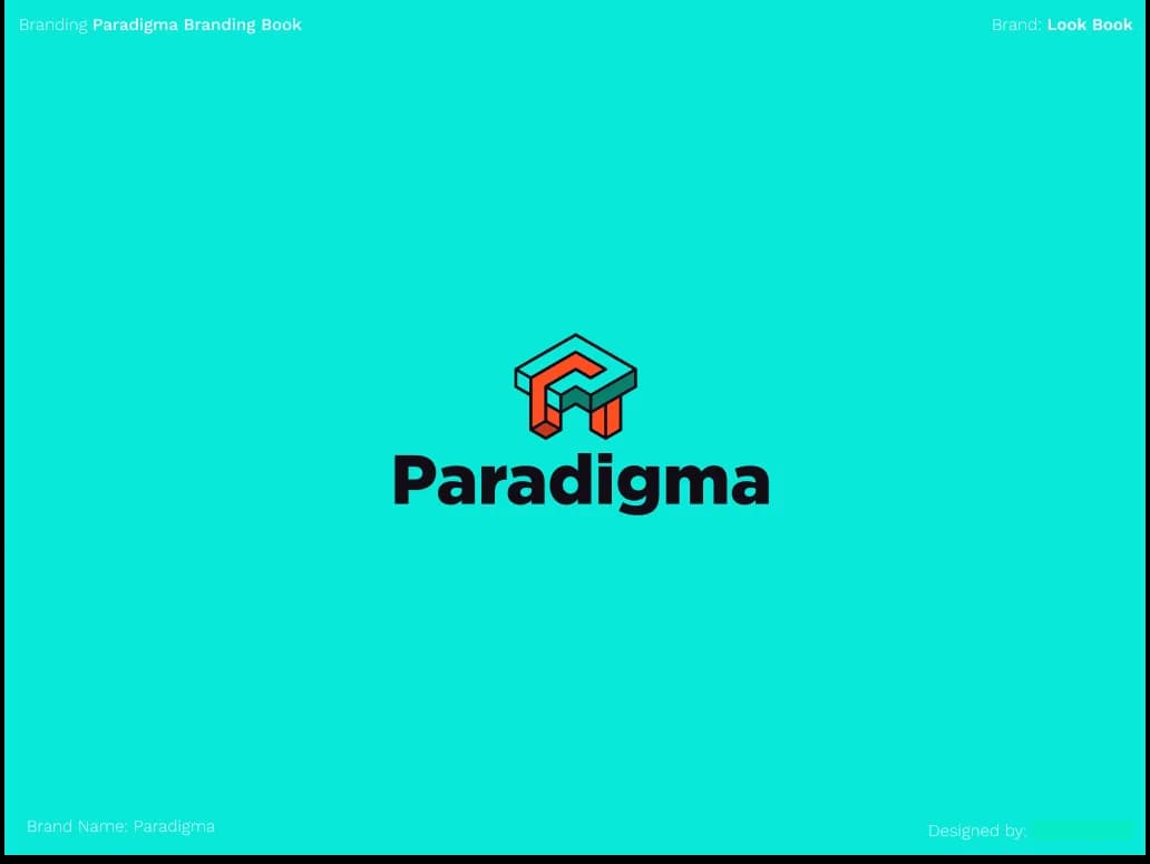 Paradigma logo on cyan background