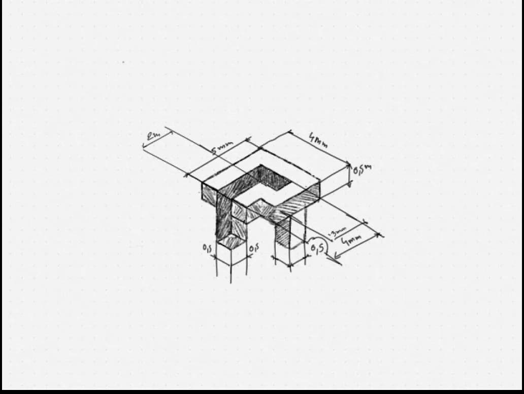 Paradigma logo sketch with dimensions