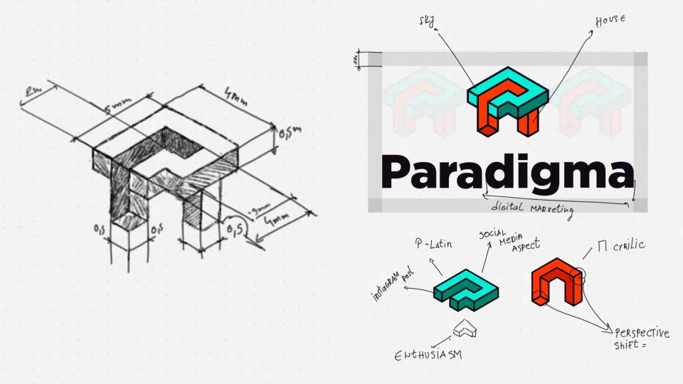 Paradigma logo sketch and process