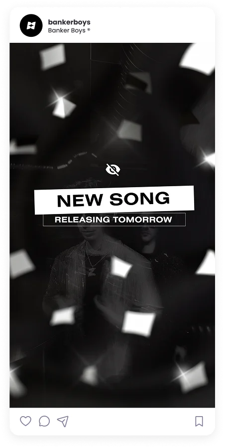 Banker Boys music brand Instagram story promoting a new song release