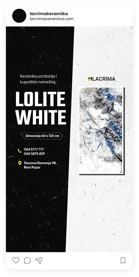 Lacrima brand Instagram story with creative visual direction