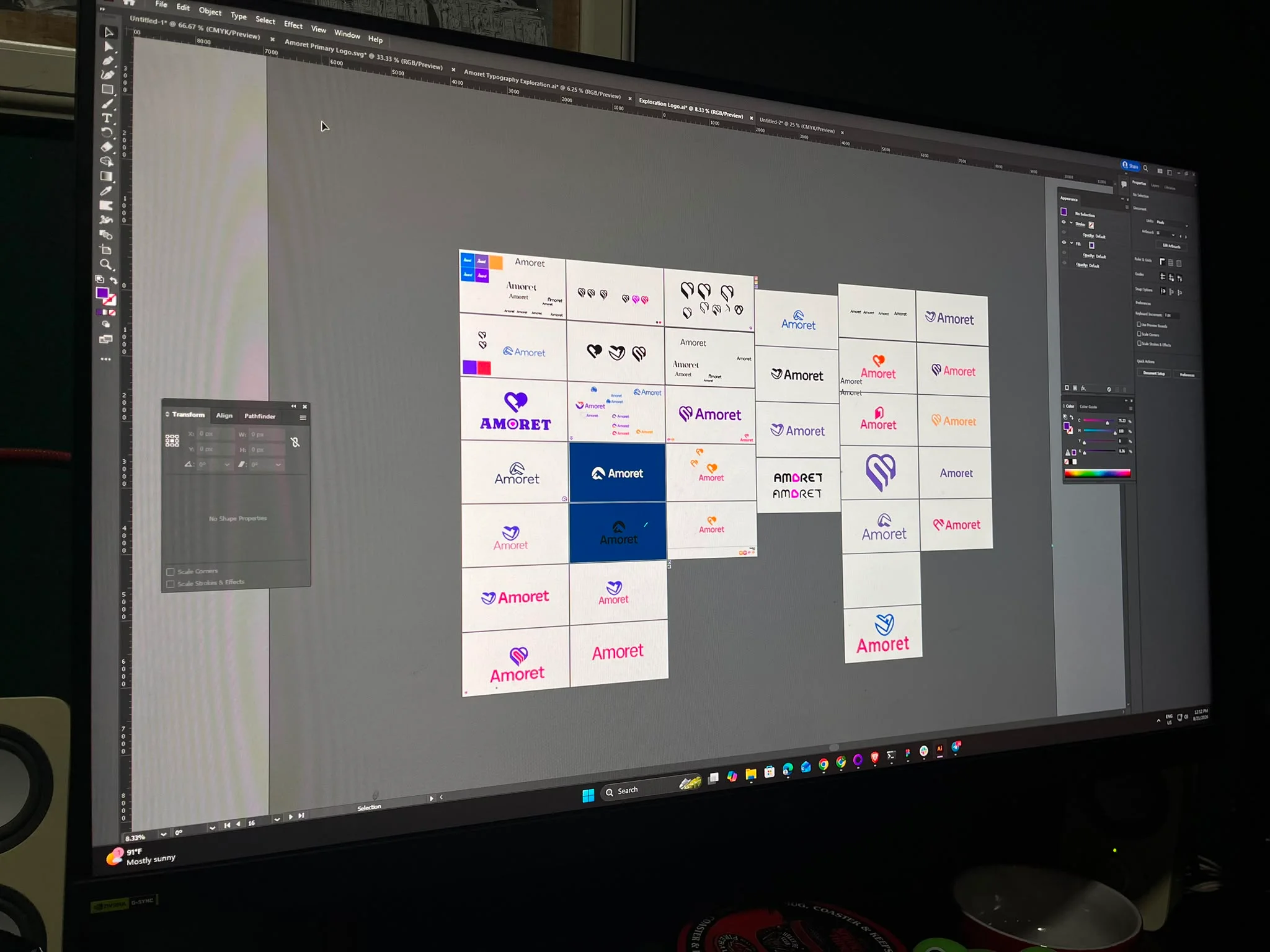 Amoret branding and colour exploration