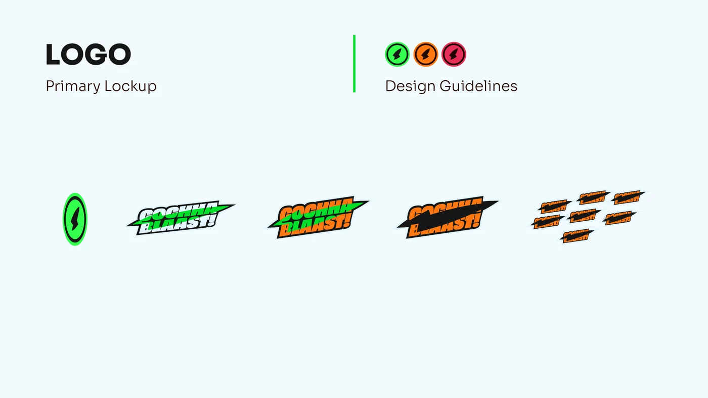 Cochaa Blaast brand book logo colourway variations