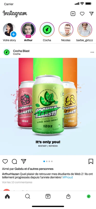 Cochaa Blaast full range ad in the Instagram feed
