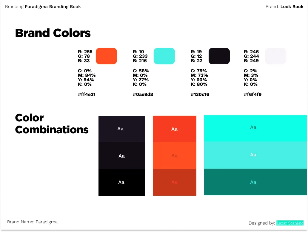 Paradigma brand colour palette