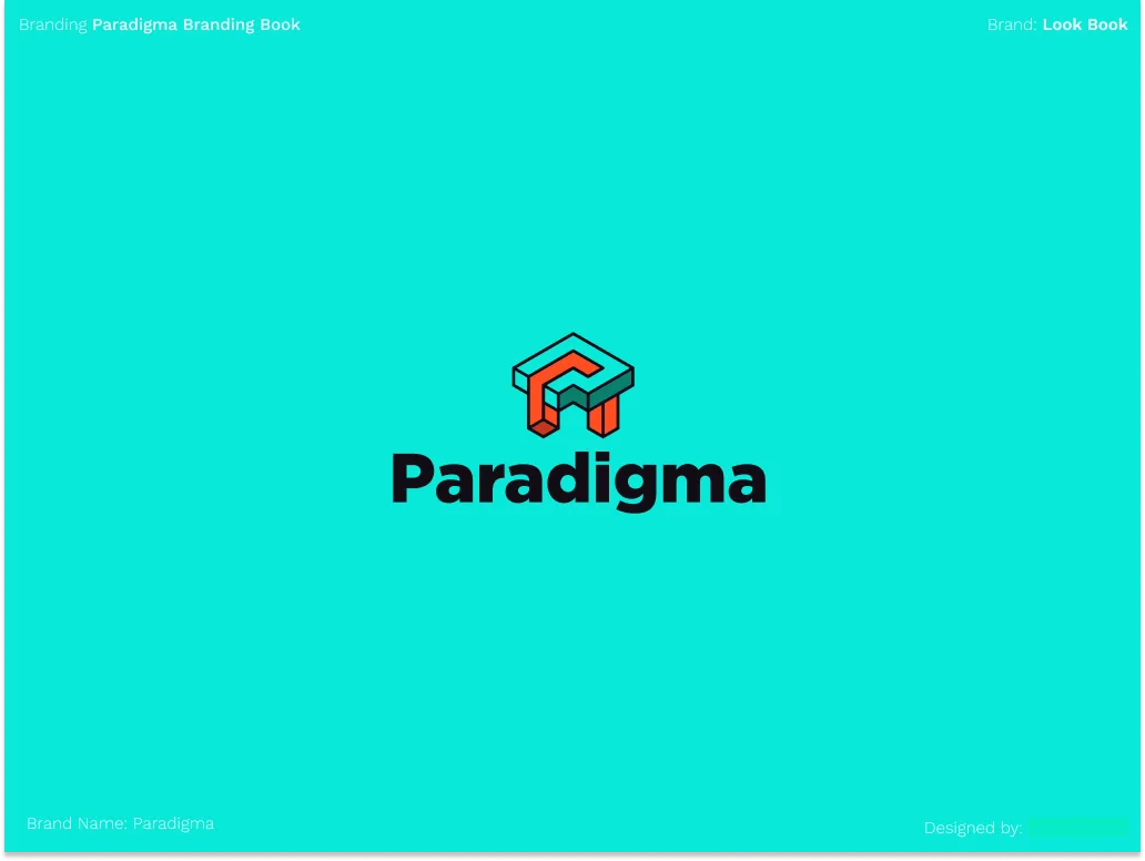 Paradigma logo on cyan background