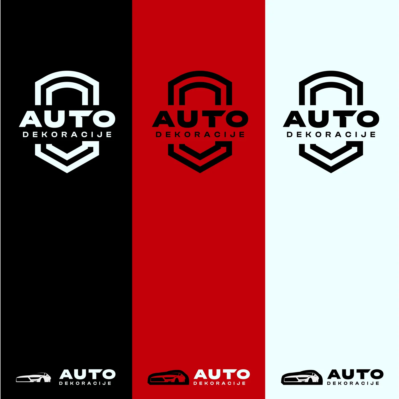 Auto Dekoracije emblem logo in three colourways