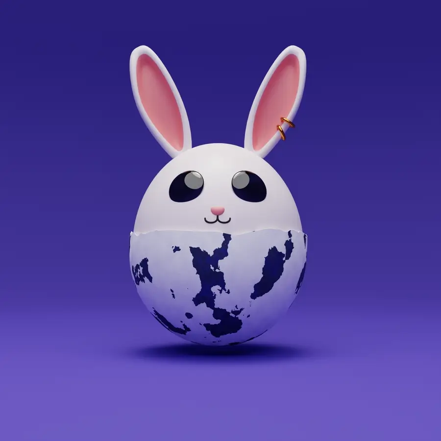 Easter bunny egg 3D character series in fourteen colourways